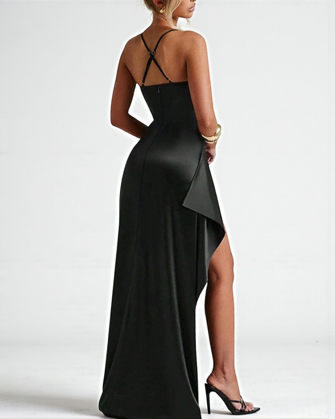 Maeve Satin Maxi Dress - Black