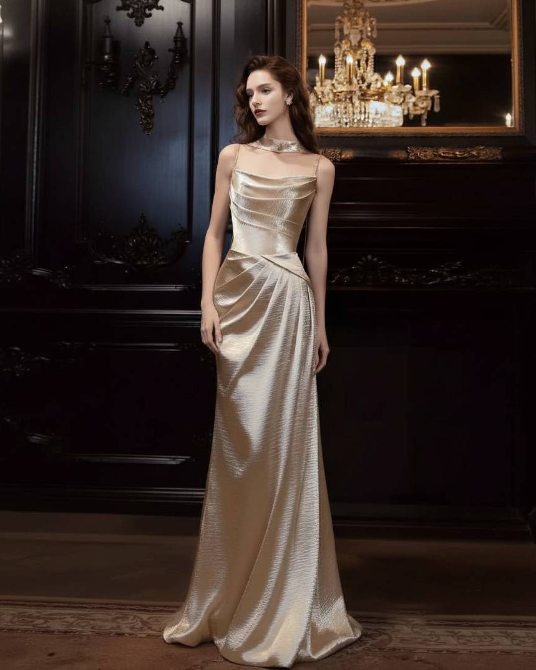 ariel maxi dress - champagne Babyboo Ariel Satin Maxi Dress Champagne Size Large NEW