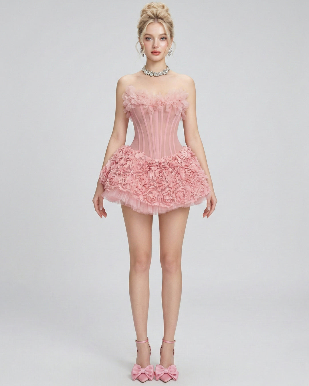 designer birthday dress Vintage Inspired Lace & Sheer Back Cocktail by Claire Pettibone Ivory / 10 / Cocktail with Italian Aveta 3D Floral Coral Pink