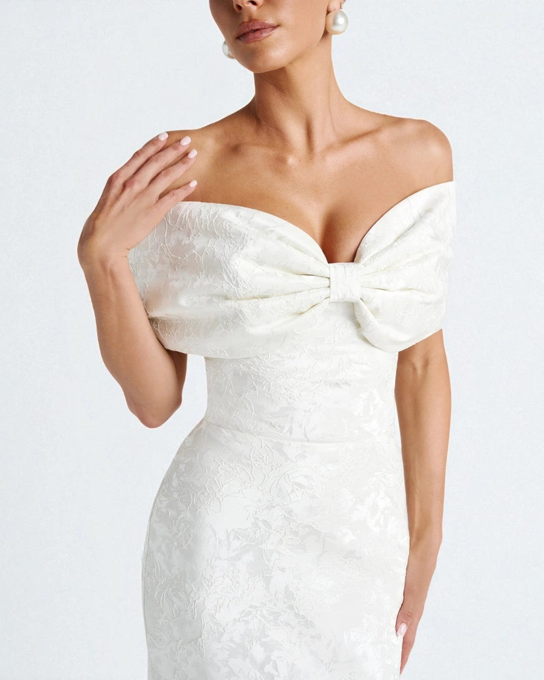 Bow Off-Shoulder Maxi Dress - White