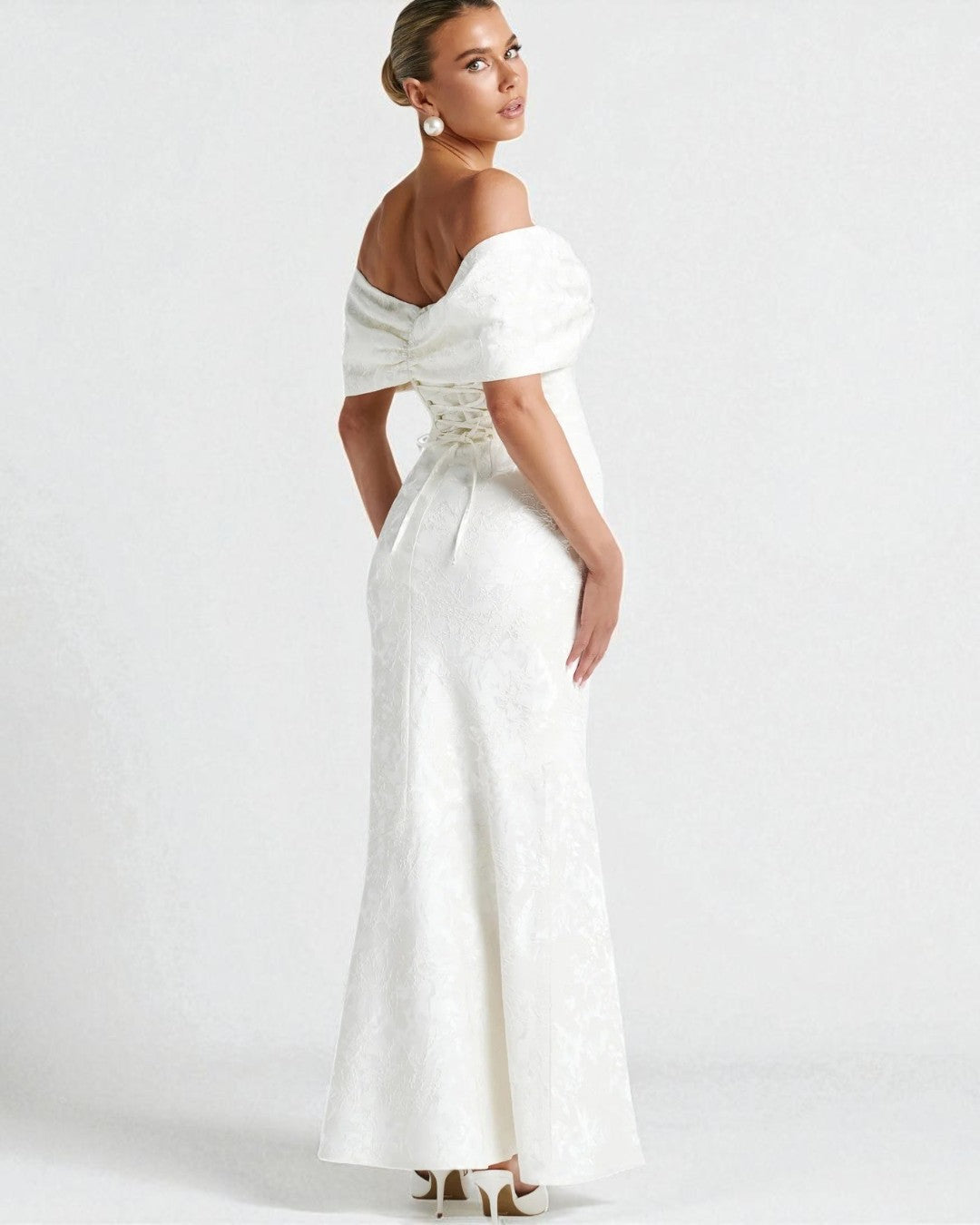 Bow Off-Shoulder Maxi Dress - White