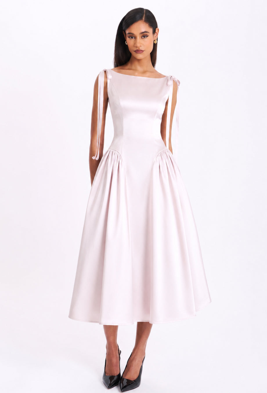 Cinderella Soft Pink Midi Dress for Wedding Guests