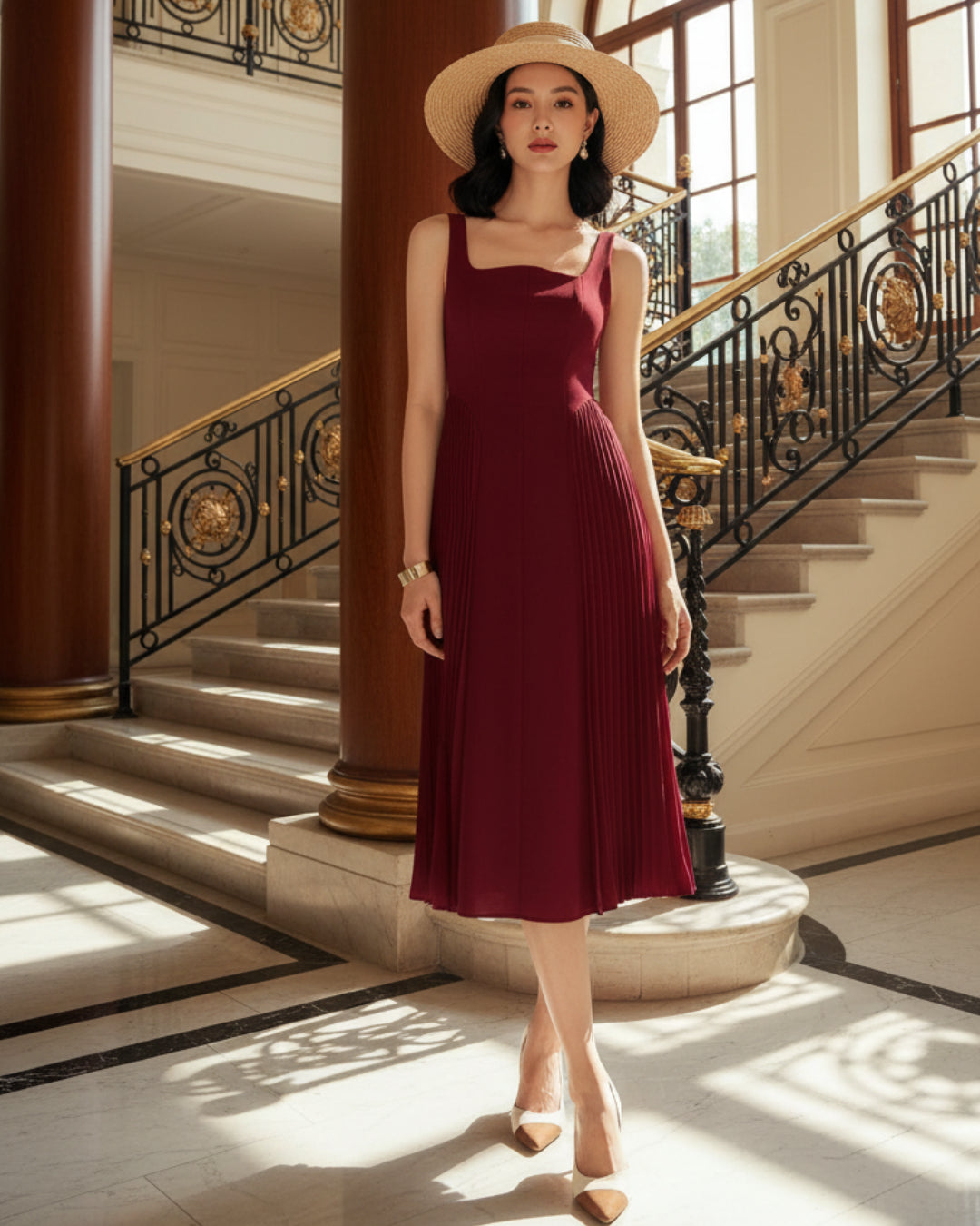 knee length dresses for ladies Burgundy Bandeau Felicty Midi Dress main image 1