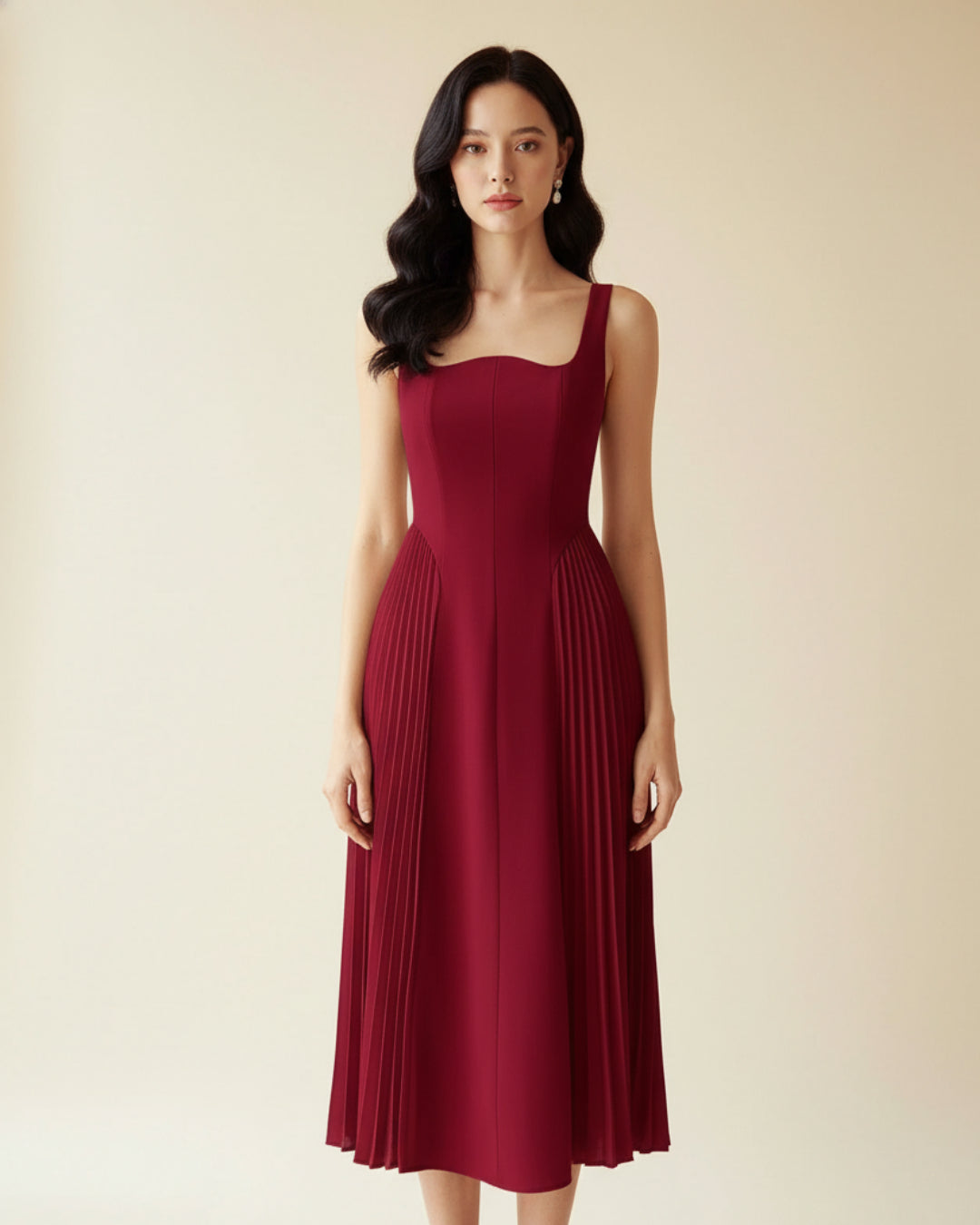 Elena Burgundy Midi Dress, burgundy midi dress, formal midi dress