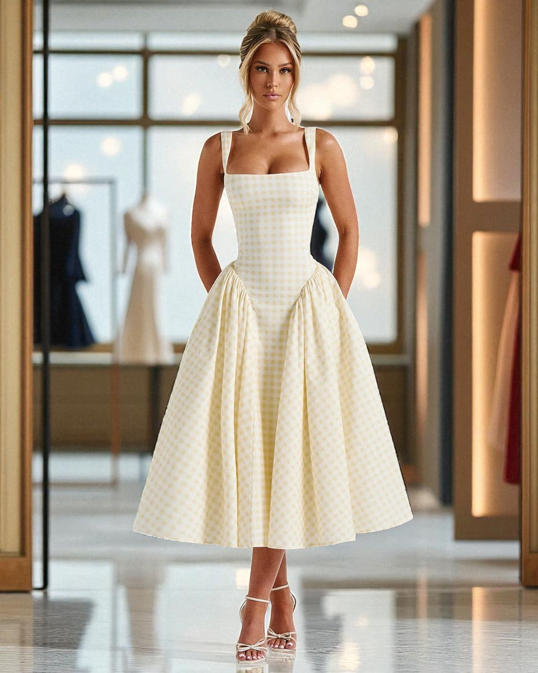 Hazel Midi Dress - Light Yellow