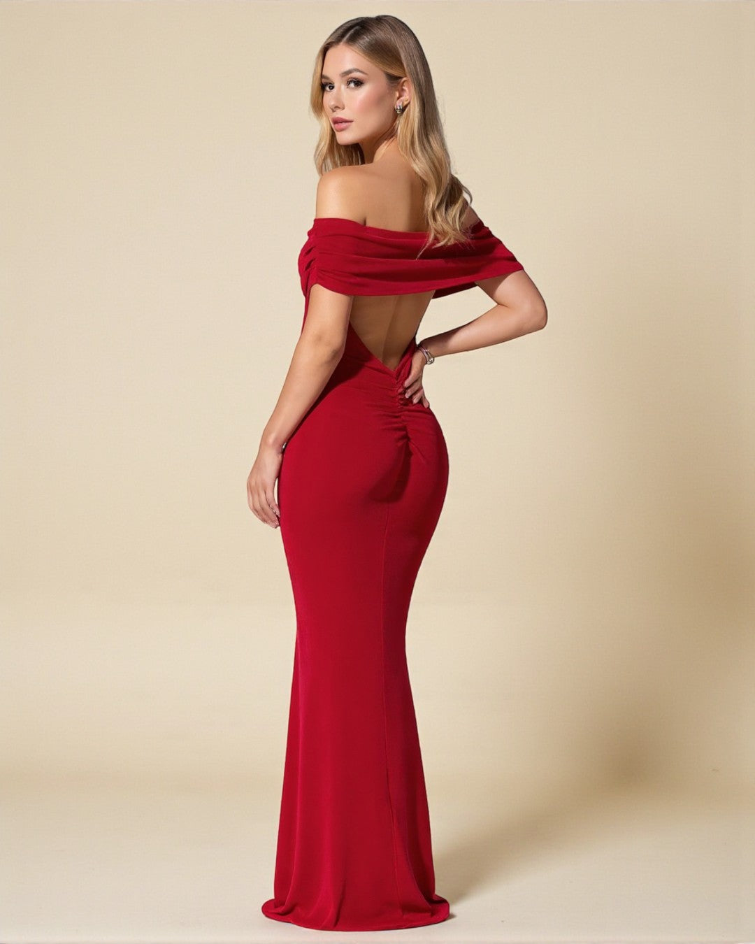 Deep red dress – Layla Maxi Cocktail Dress with flowing silhouette