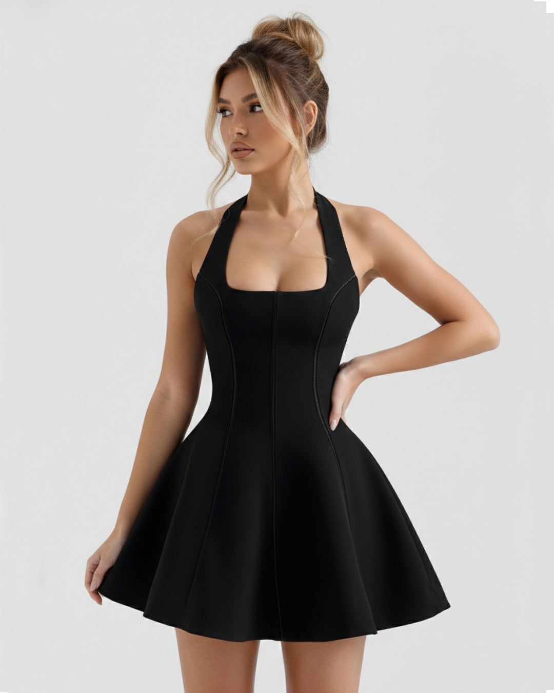 mini dress nearby Loulette Black Halter Neck Mini Dress for Birthdays or Graduations