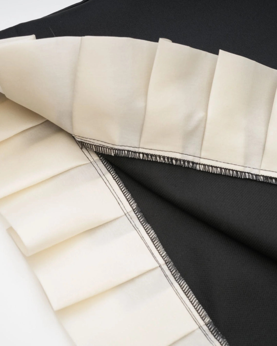 Close-up of black and beige fabric designs