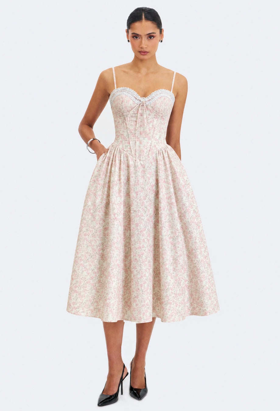 Melody Floral Midi Dress – Summer Wedding Guest Dress