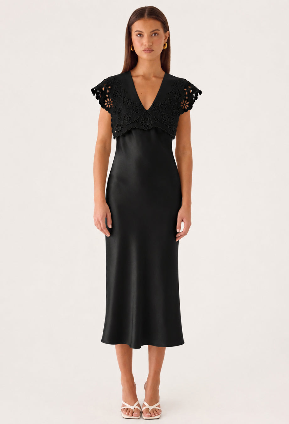 Black Satin Formal Wedding Guest Dress