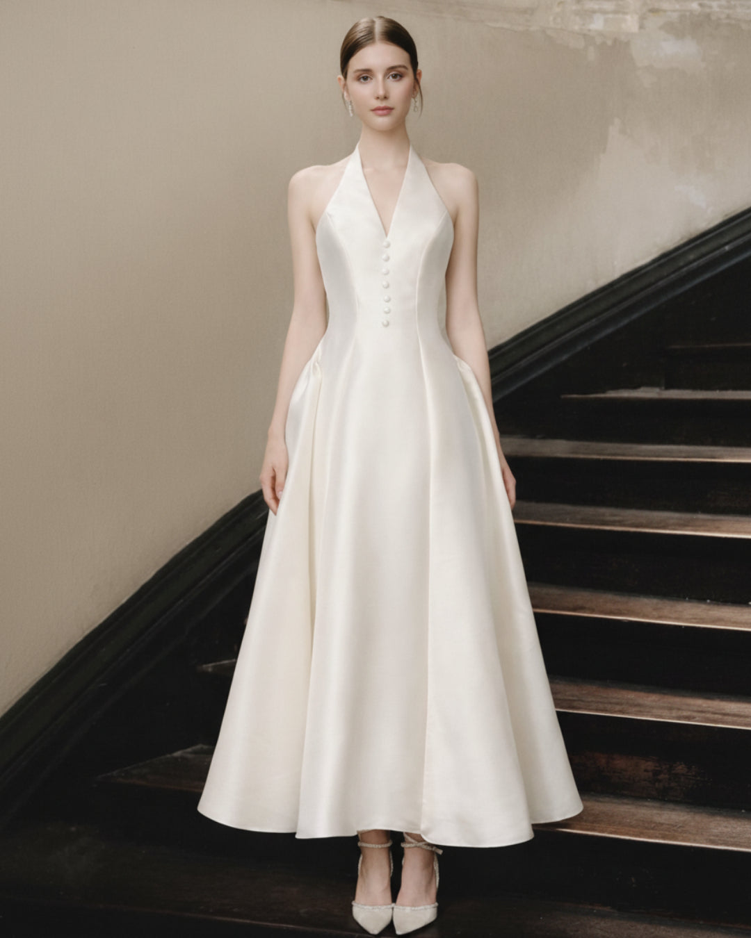 Rehearsal Dinner & Bridal Shower Dress - Vivienne Ivory Midi Dress M Rehearsal Dinner & Bridal Shower Dress - Vivienne Ivory Midi Dress M