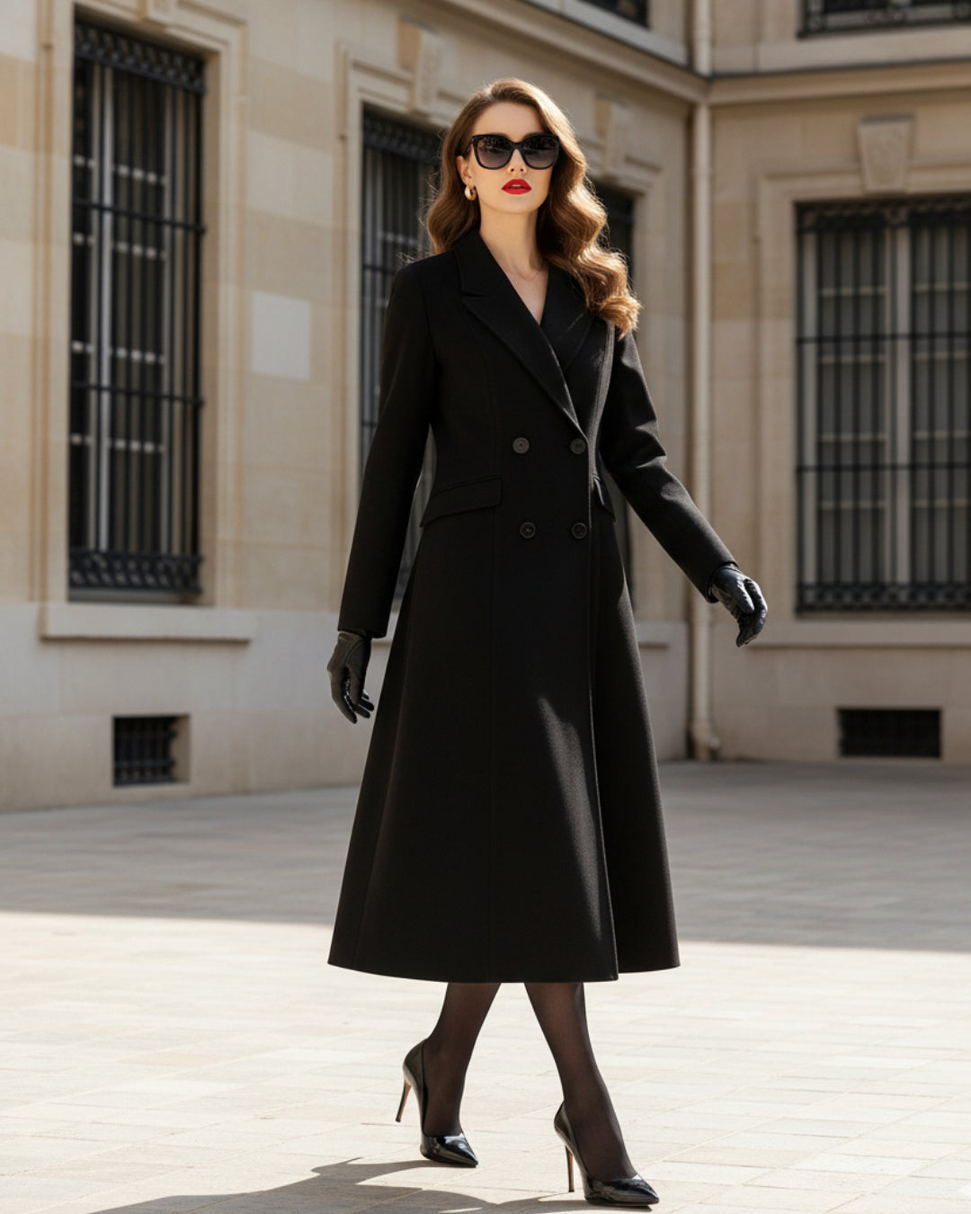 Ysabella Black Long Coat for Women