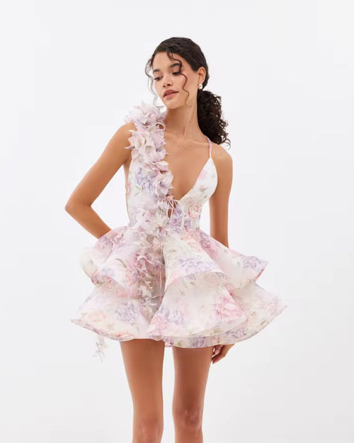 Floral Tiered Halter Dress