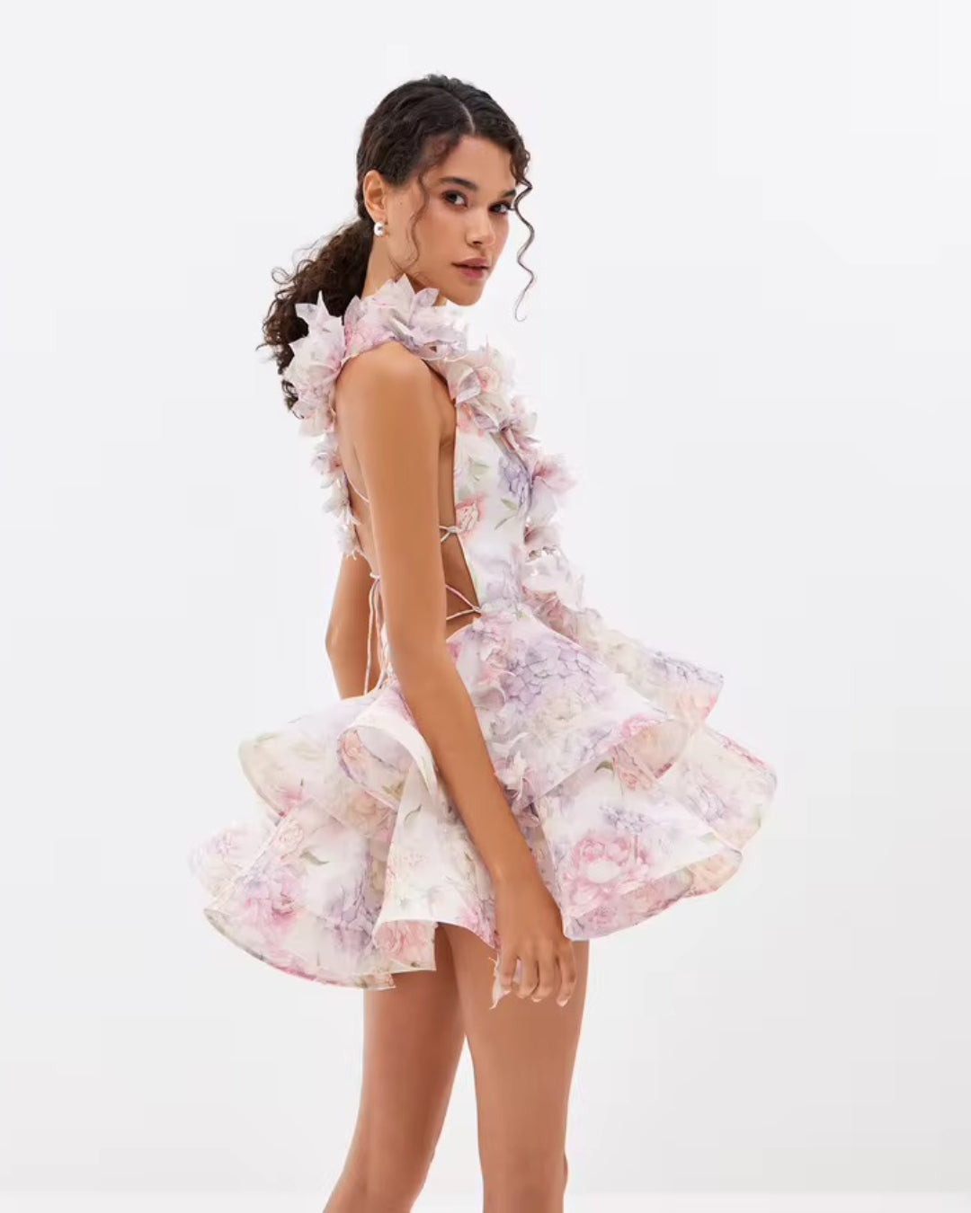 Floral Tiered Halter Dress