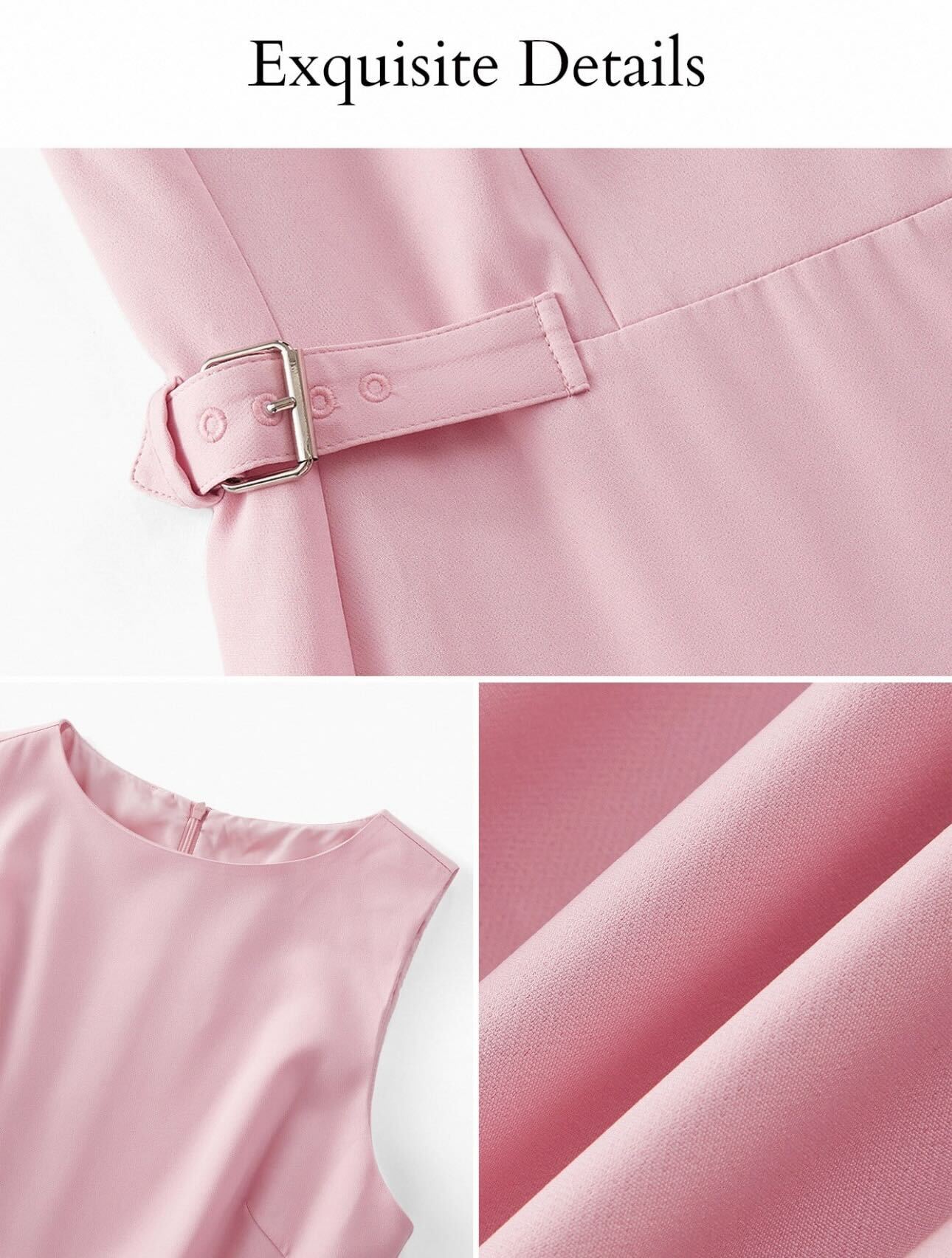 Pink Half-Belted Pleated Dress