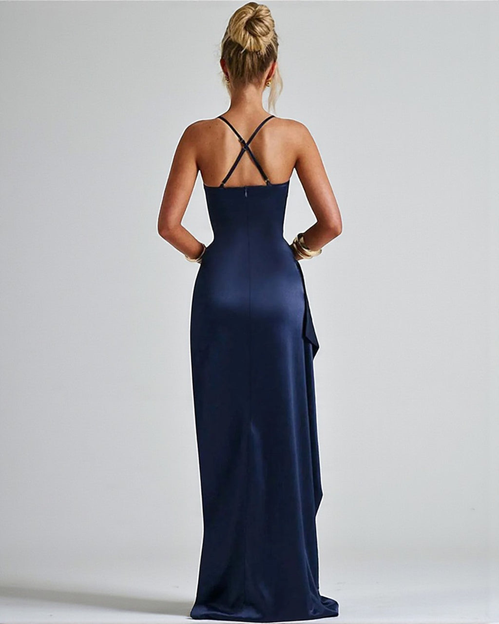 Maeve Satin Maxi Dress - Navy Blue