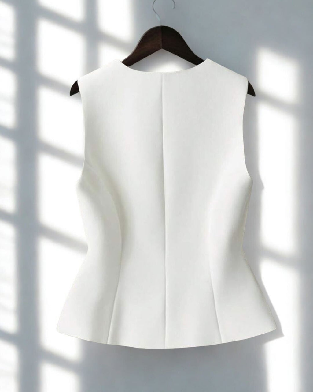 Tailored Sleeveless Button-Front Vest Top, white vest top, women's vest tops​, womens vest top​, zara vest top​