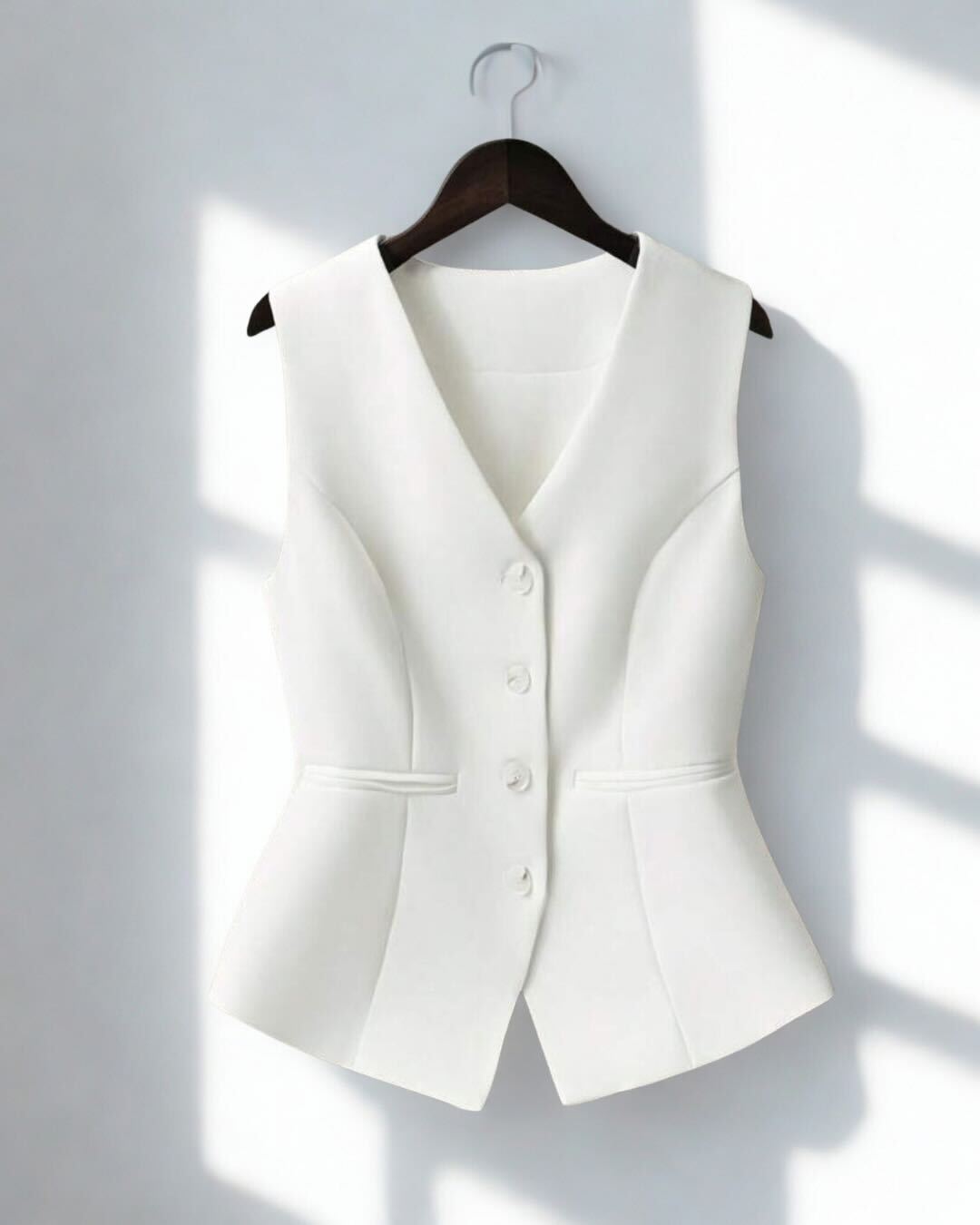 Tailored Sleeveless Button-Front Vest Top