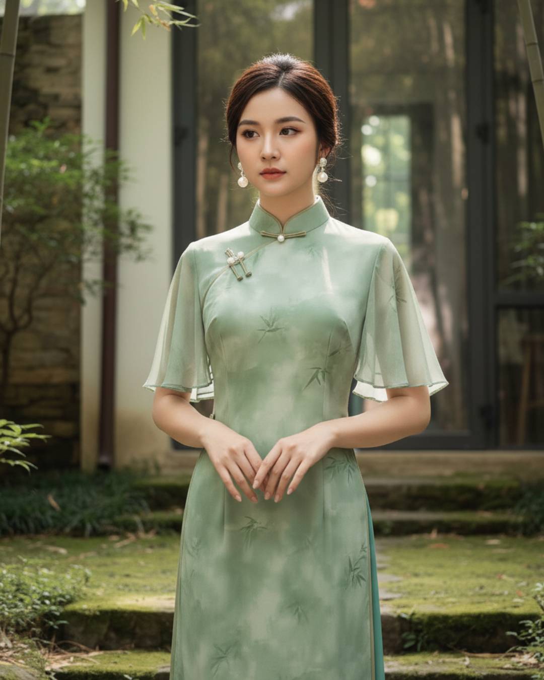Adalyn Modernized Áo Dài Dress, Mint Green Vietnamese Dress, ao dai dress