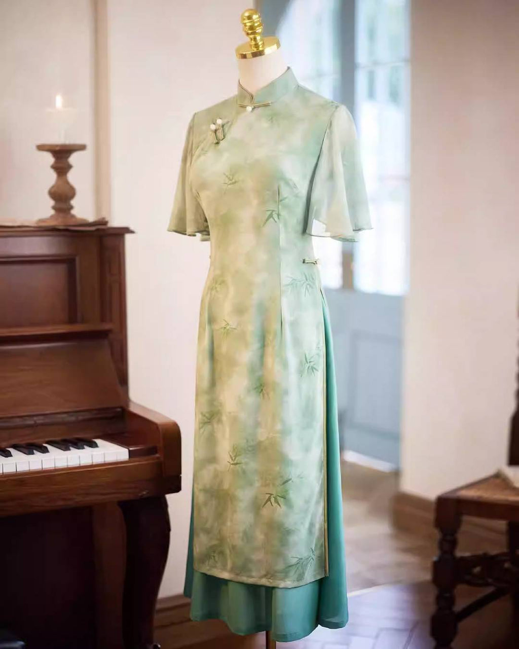 Adalyn Modernized Áo Dài Dress, Mint Green Vietnamese Dress, ao dai dress
