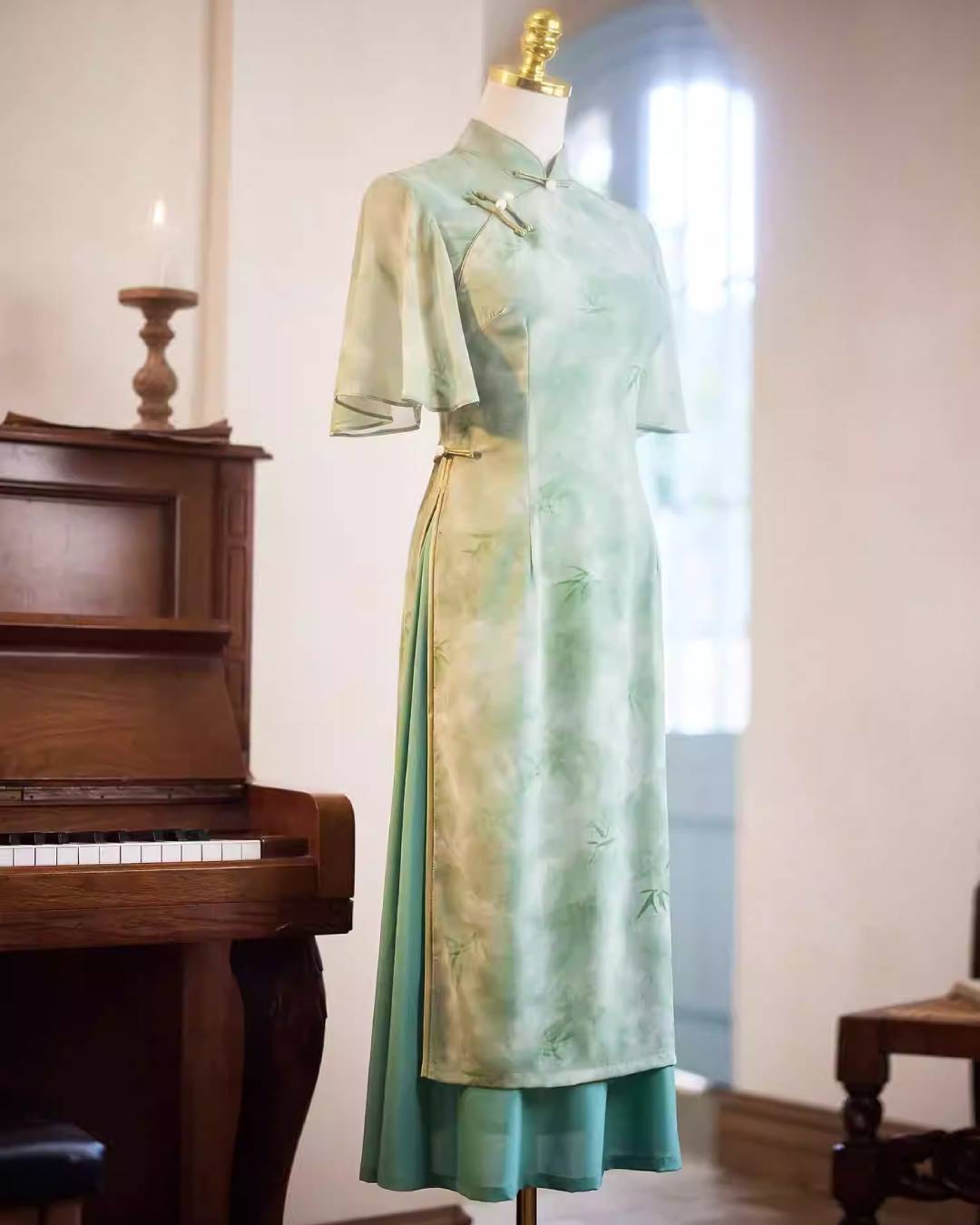 Adalyn Modernized Áo Dài Dress, Mint Green Vietnamese Dress, ao dai dress