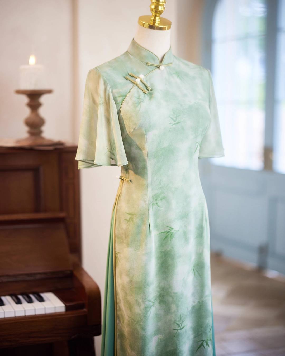 Adalyn Modernized Áo Dài Dress, Mint Green Vietnamese Dress, ao dai dress