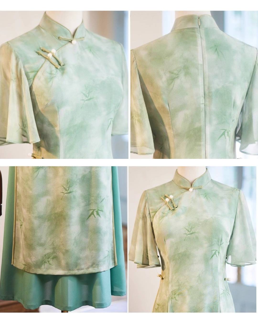 Adalyn Modernized Áo Dài Dress, Mint Green Vietnamese Dress, ao dai dress