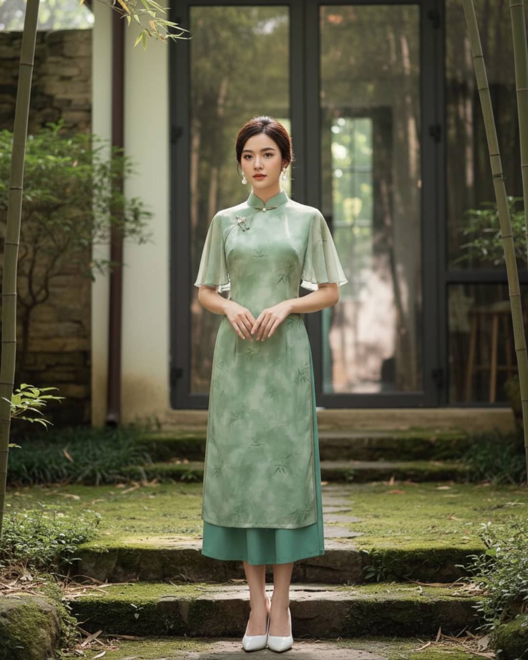 Adalyn Modernized Áo Dài Dress, Mint Green Vietnamese Dress, ao dai dress