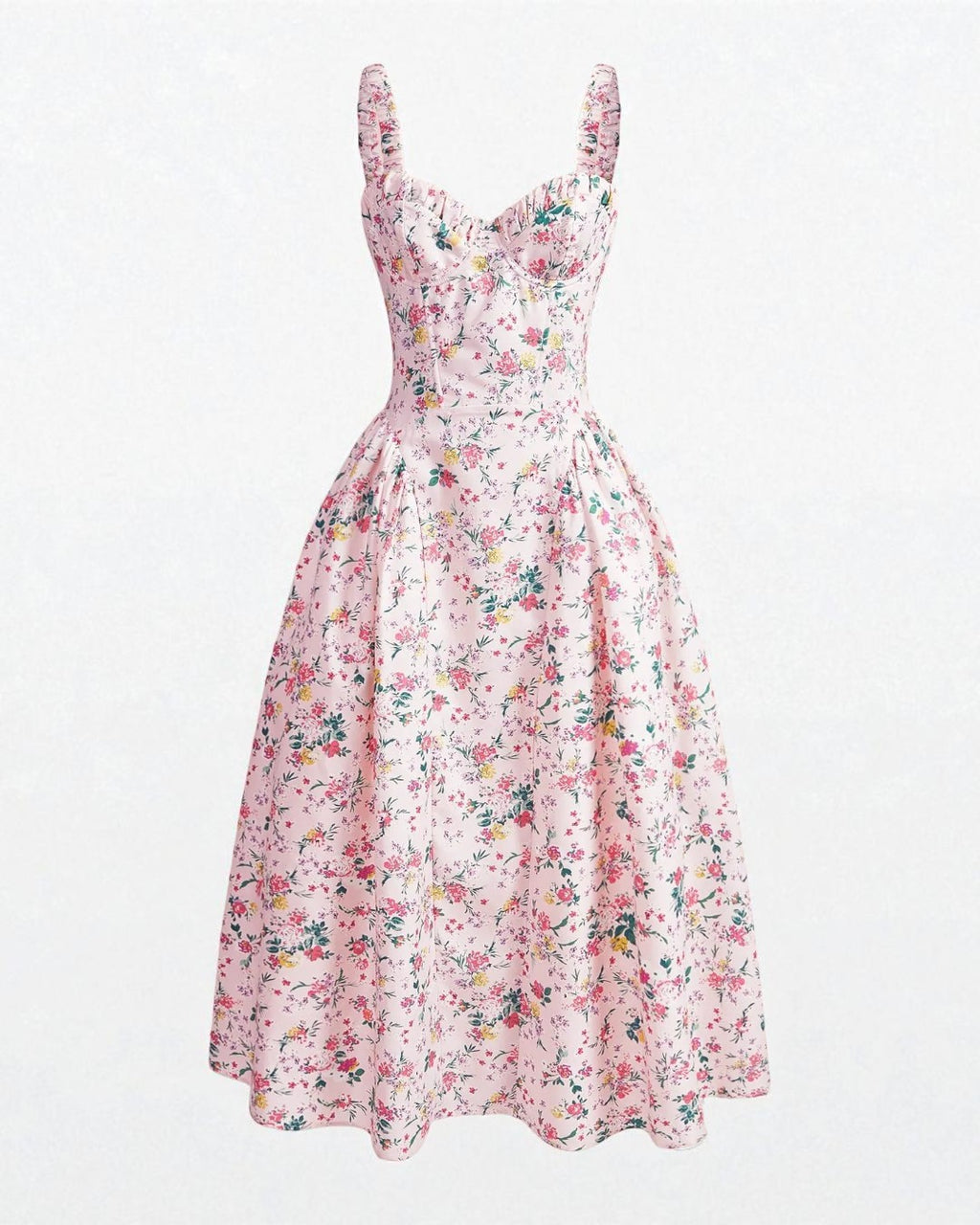 Adeline Floral Midi Dress - Light Pink