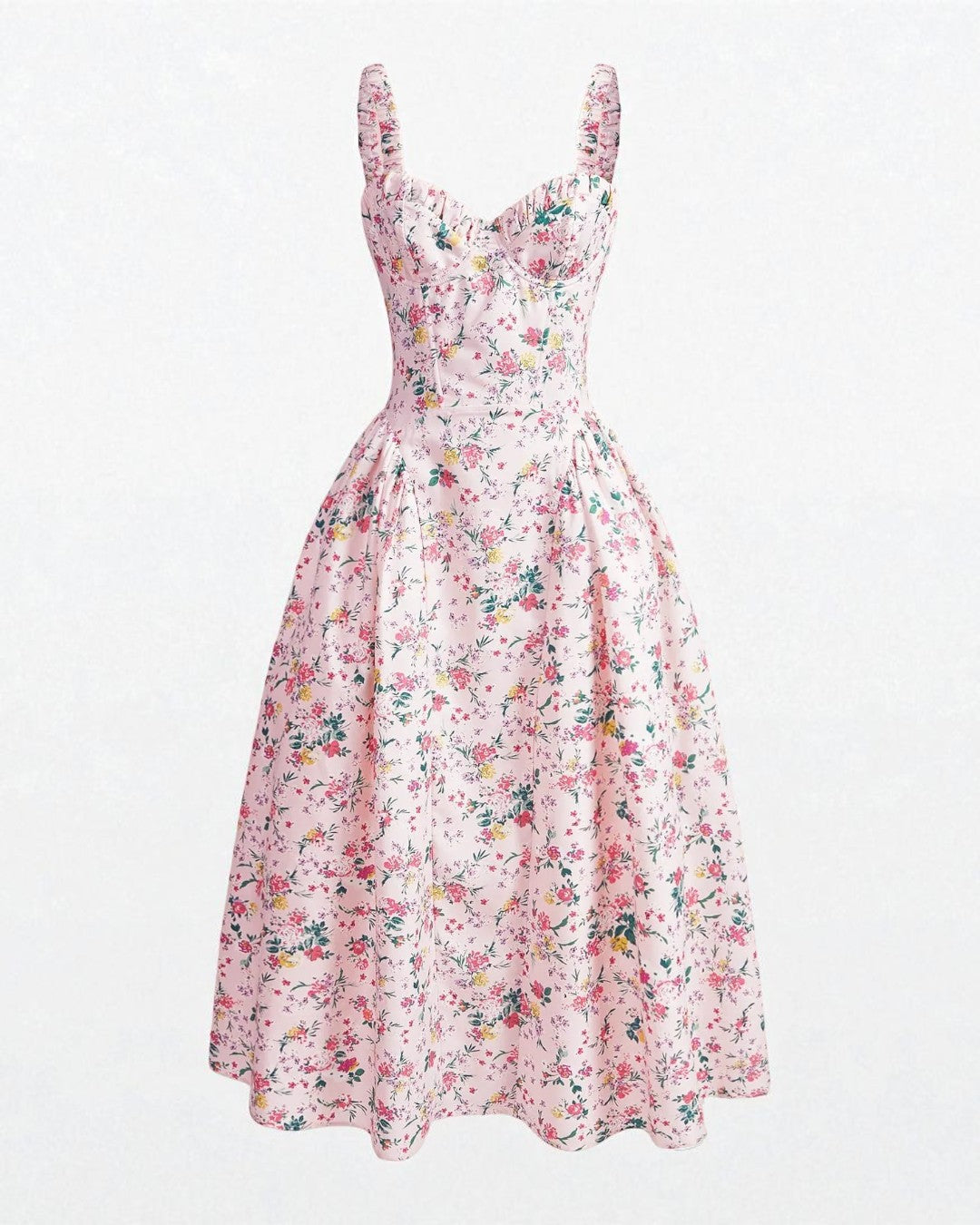 Adeline Floral Midi Dress - Light Pink