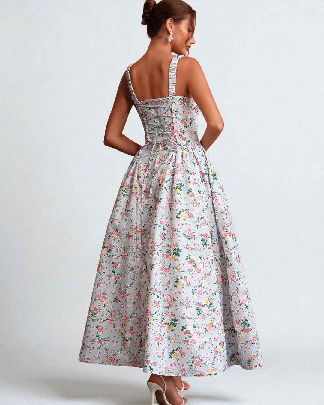 Adeline Floral Maxi Dress - Light Blue
