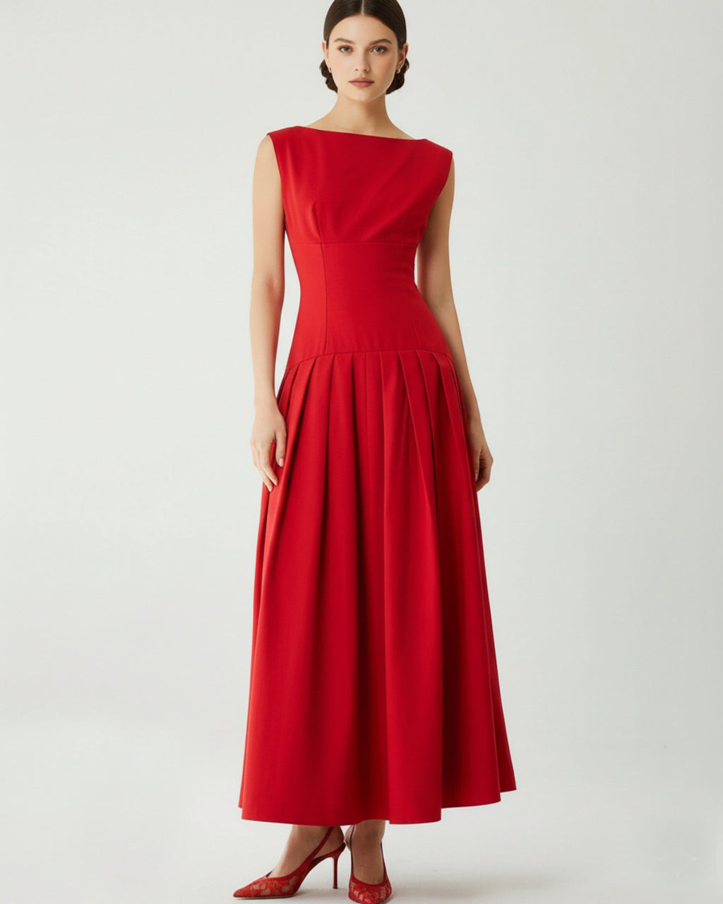 Alaia Red Midi Dress, dress women formal​,  red dress red, ladies red dress, long red dress
