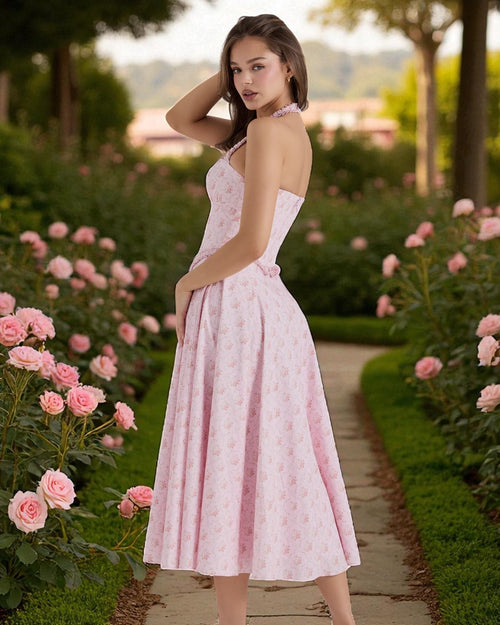 Alice Floral Print Midi Dress - Pink