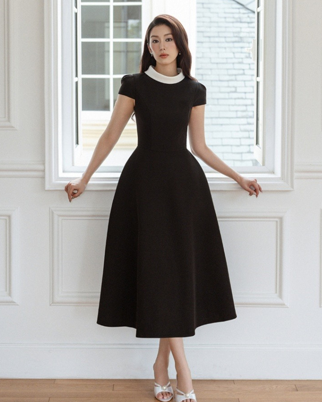 midi work dress for women Amala Black Office ready for the races Neck Wrap Collection:Weddings-Mens SIZE:Medium cup B