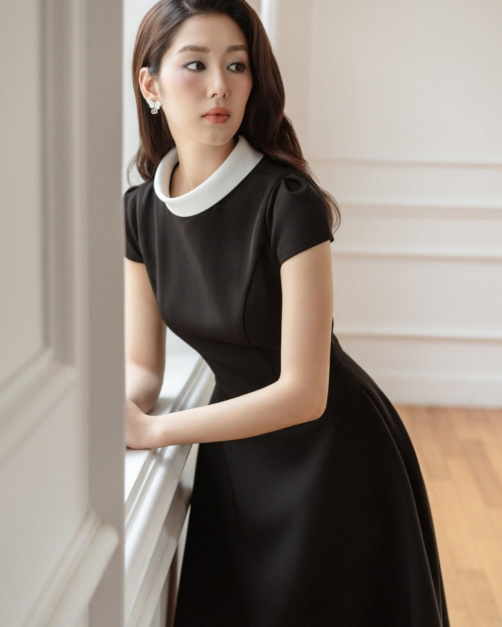 Amala Black Midi Dress for Office Women, wear to work women's clothing​, dress to wear to work