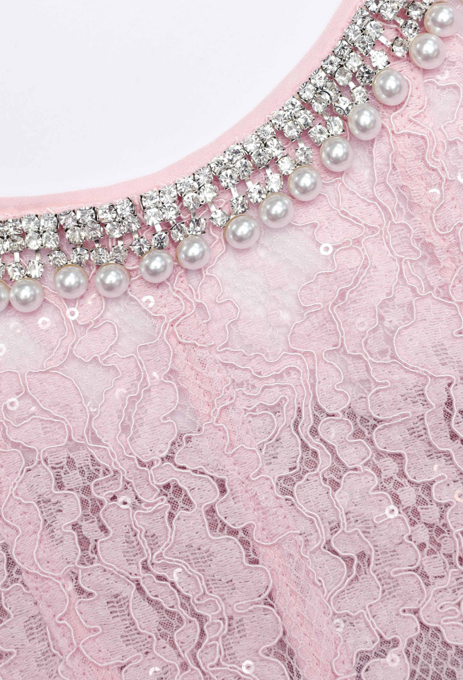 Amity Lace Embellished Midi Dress, pink dress for wedding guest, light pink dress for wedding guest​