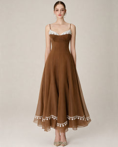 Seren Vintage Floral Lace Back Maxi Dress in Black
