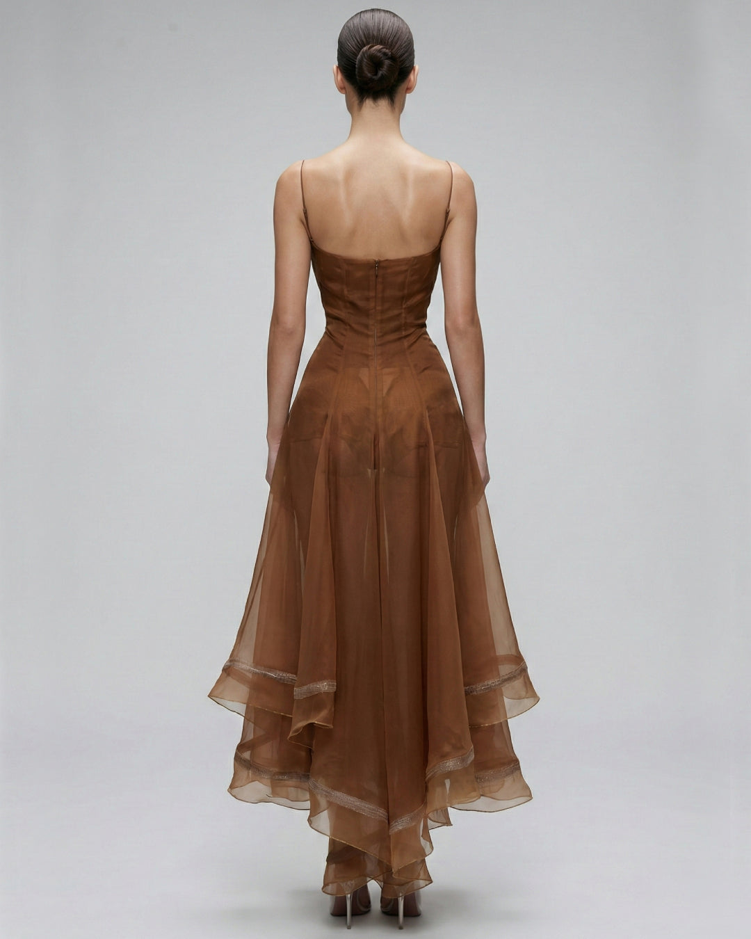 Anais Brown Midi Dress for Ladies, brown dress women, brown formal dress​