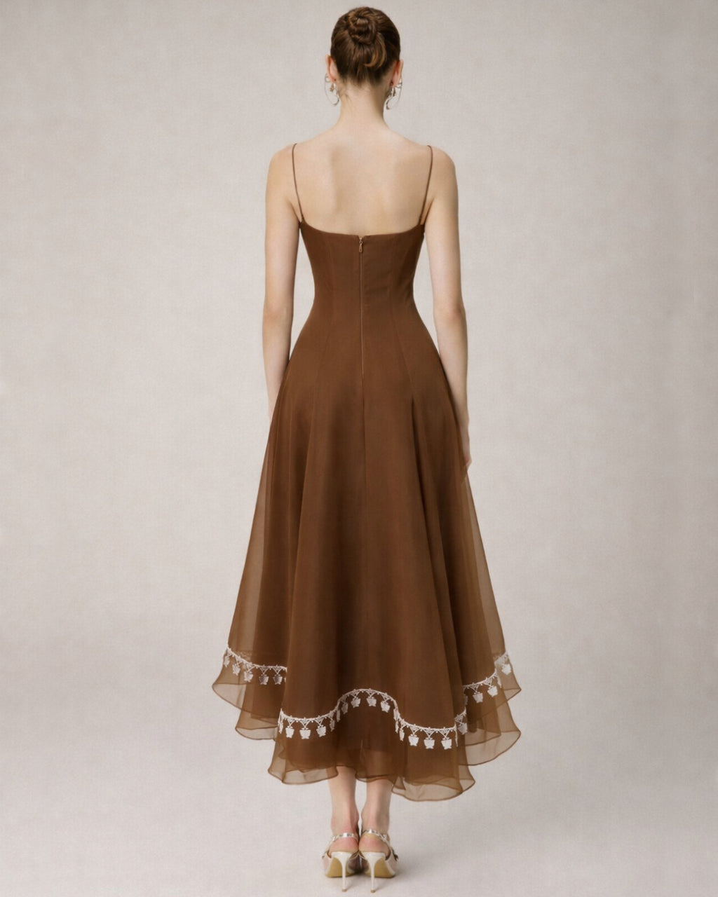 Anas Brown Midi Dress for Proms or Wedding Guests Anas Brown Midi Dress for Proms or Wedding Guests