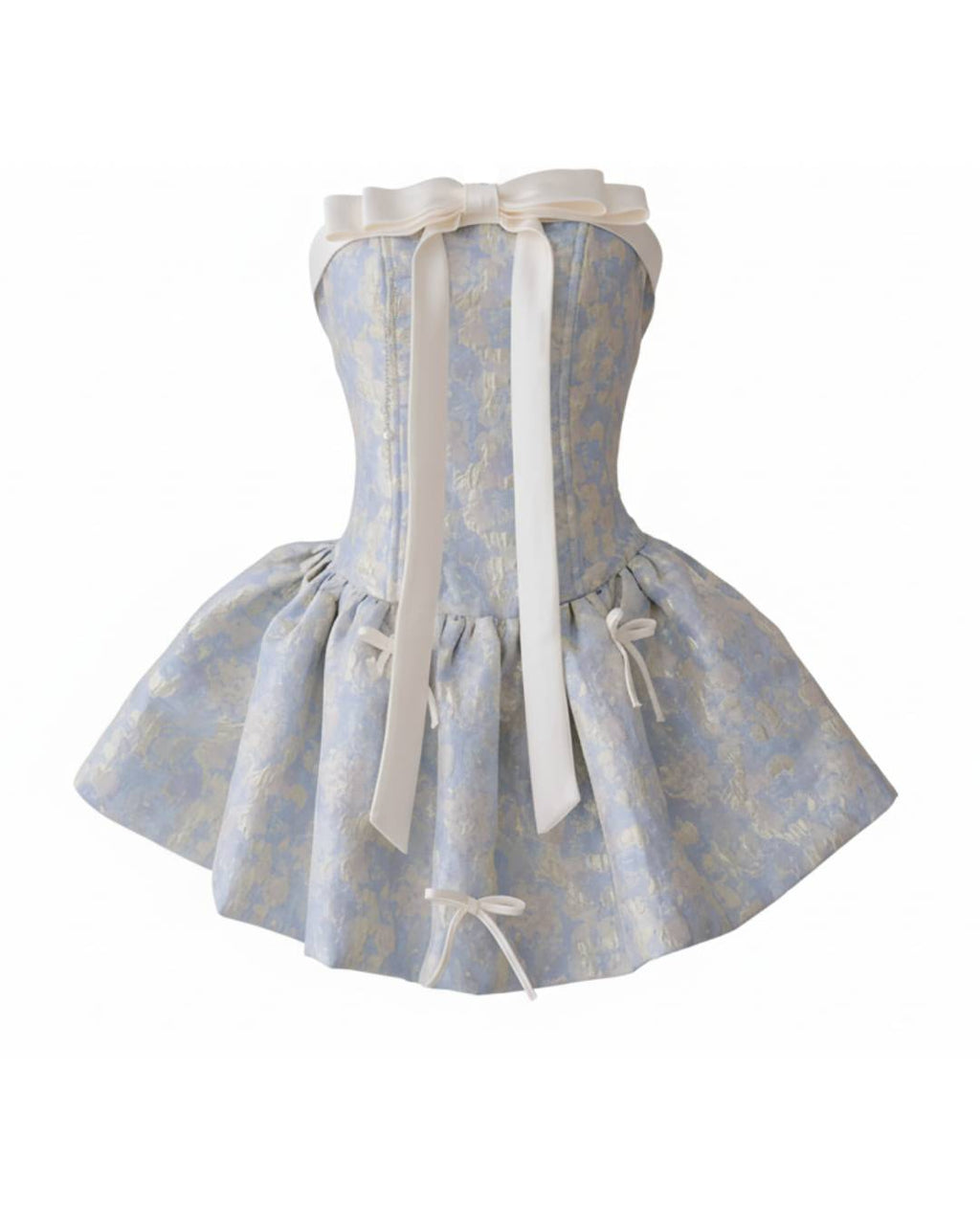 Analeigh Pink Multi Floral Blue Mini Dress, vietnamese dress, blue mini dress​, light blue mini dress