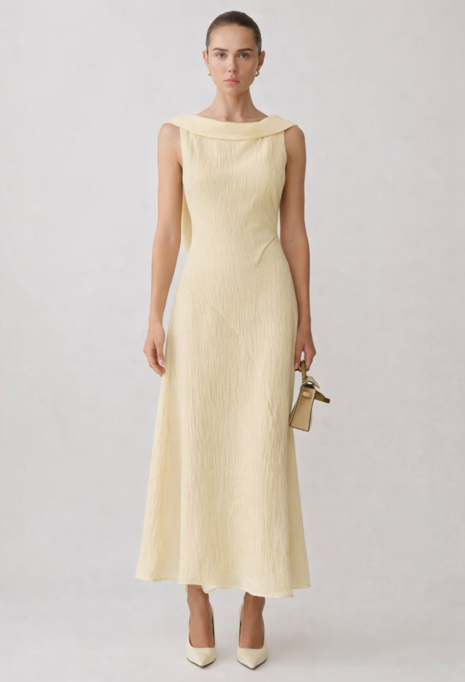 Anastasia Light yellow A-line Midi Dress, yellow a line dress, a line dress yellow, a line yellow dress​, yellow a line prom dress, women dresses for wedding guest
