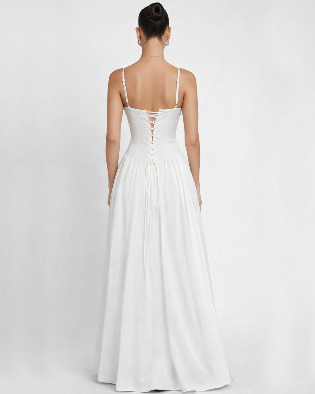 Anastelle White Satin Maxi Dress, white satin maxi dress​, maxi satin dress​, satin maxi dress white​, pleated satin maxi dress