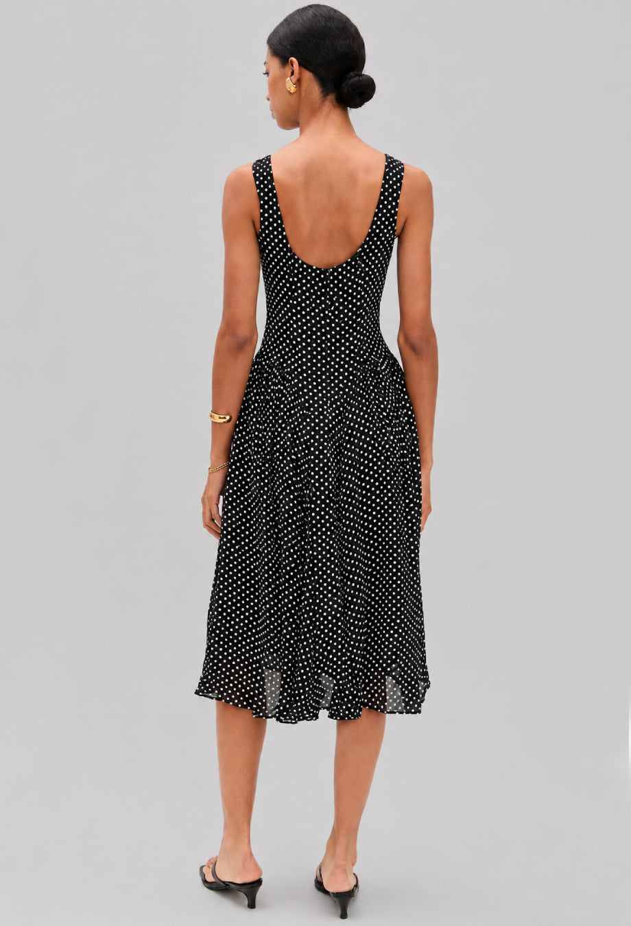Anelis Micro Polka Dot Midi Dress in Black, vintage dress​, dress vintage wedding​