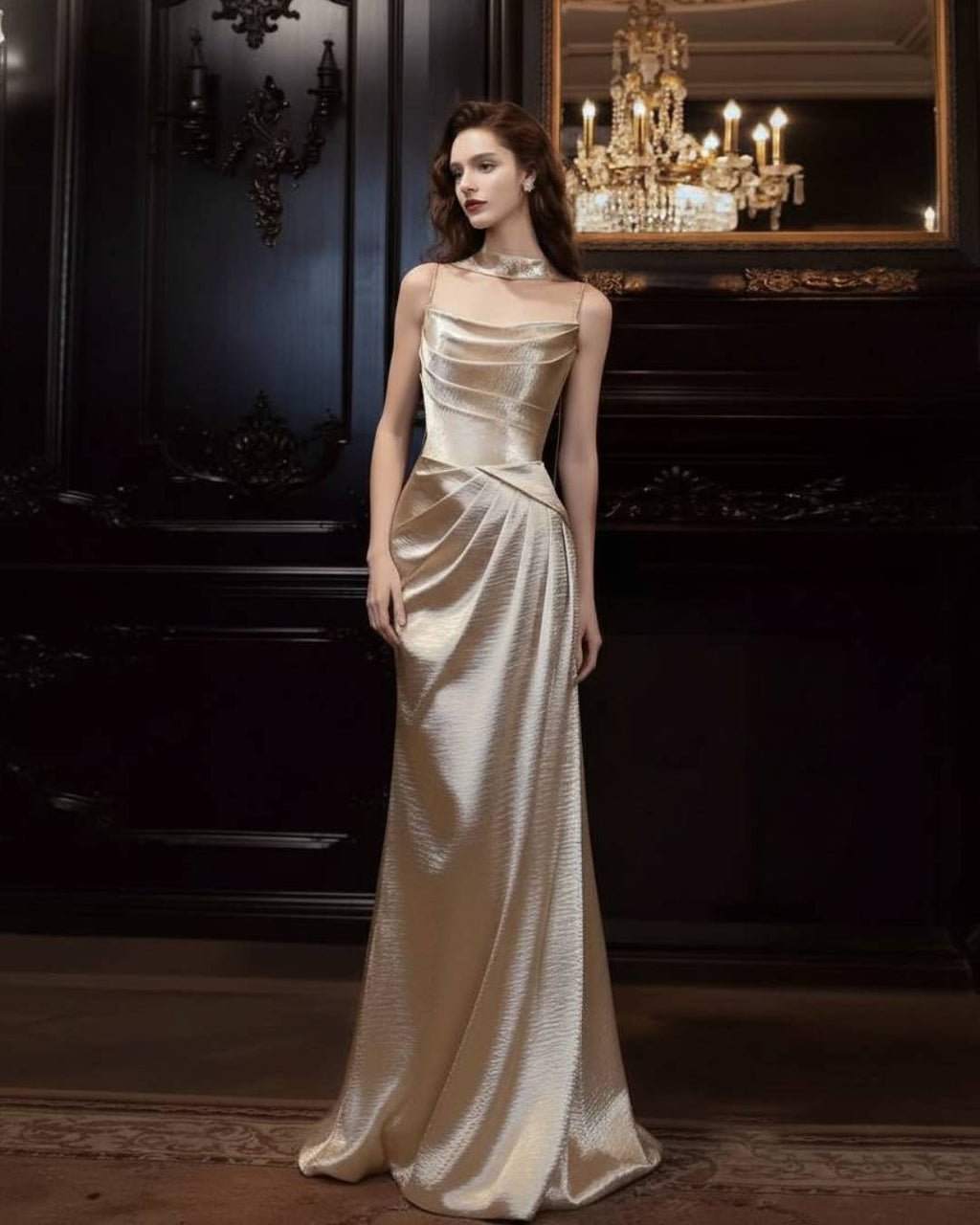 Ariel Champagne Maxi Dress, evening gowns toronto, evening gown, champagne maxi dress​
