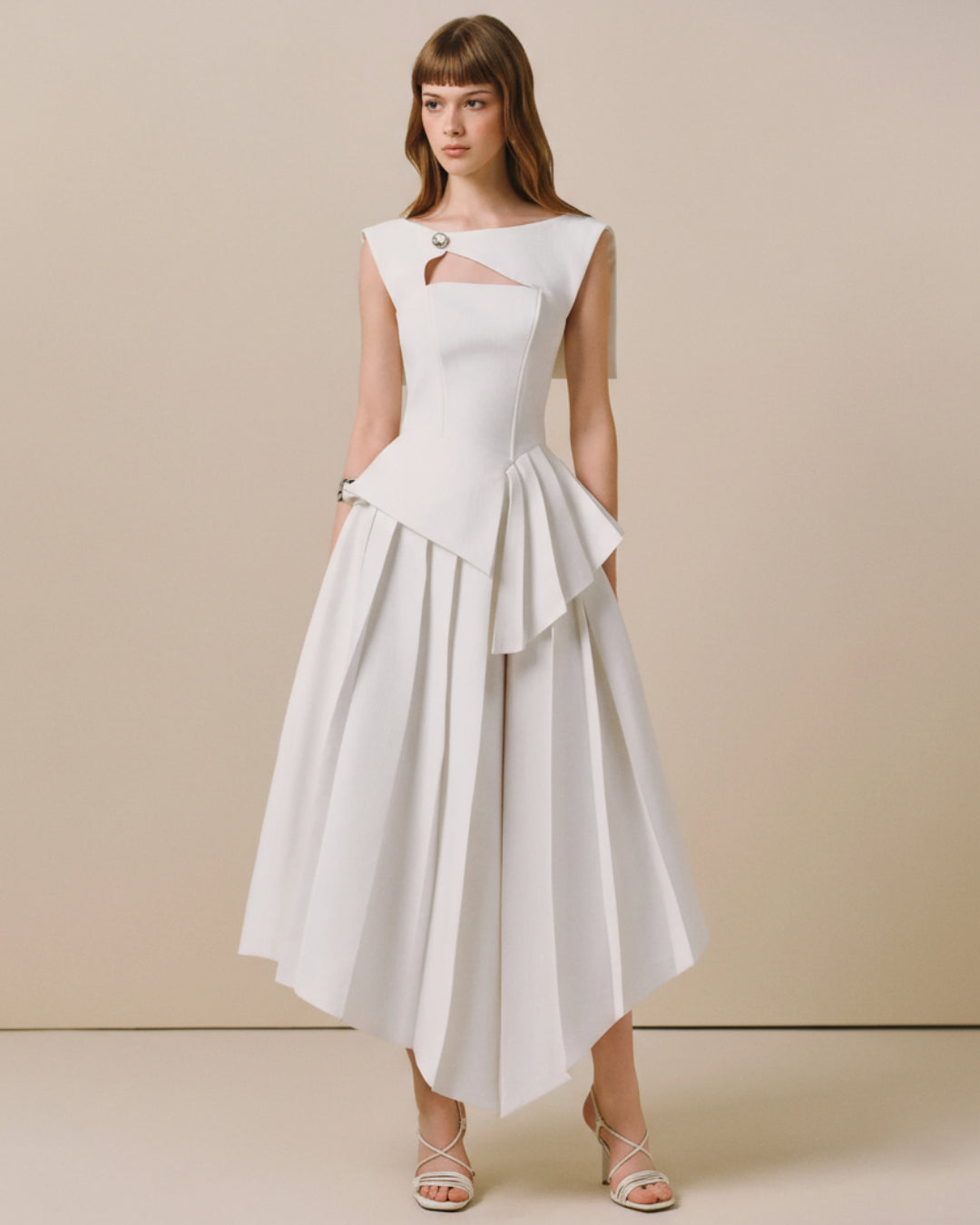 Arista White Midi Dress, Business Lady Dress, business dress women​, business professional dress female