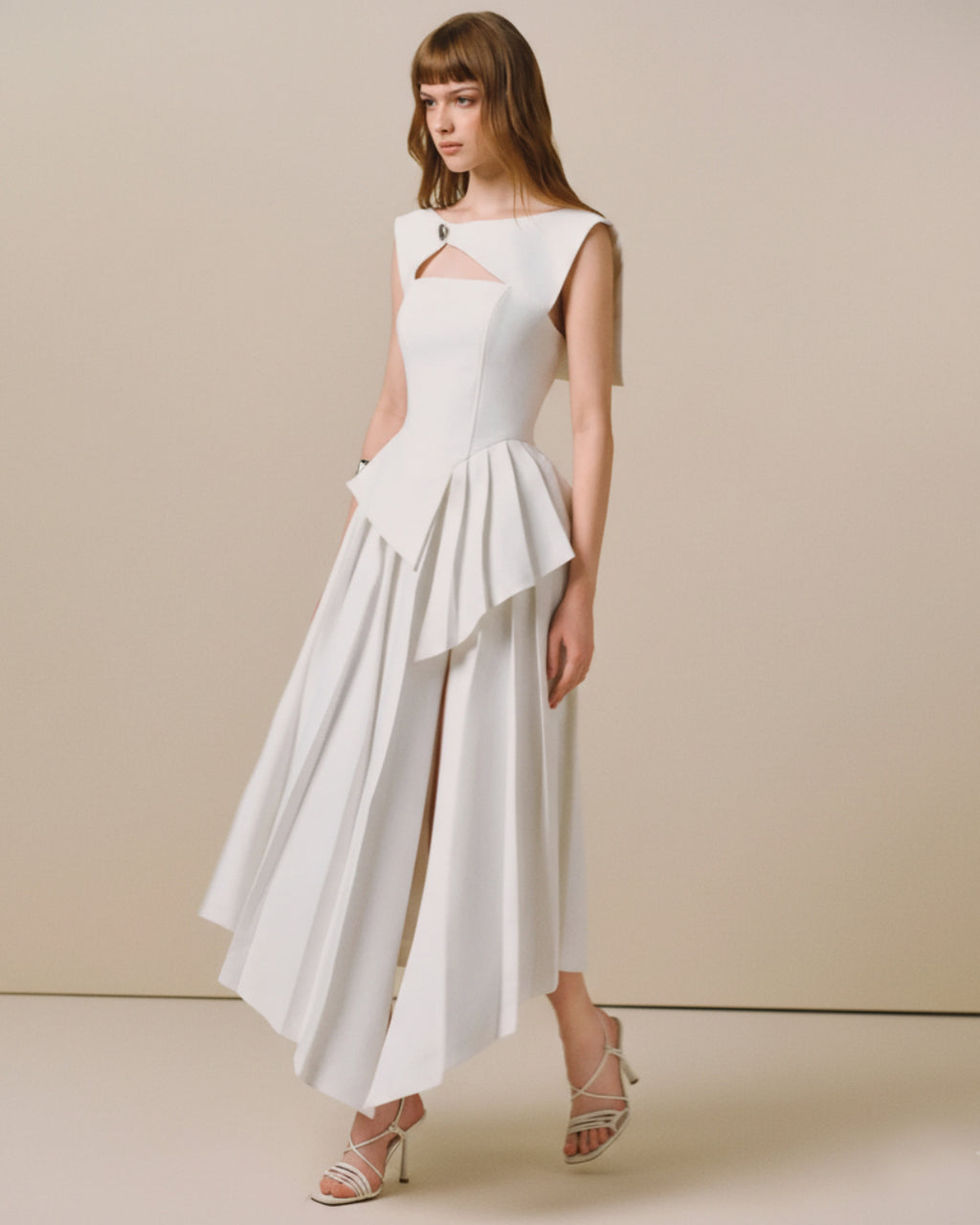 Arista White Midi Dress, Business Lady Dress, business dress women​, business professional dress female