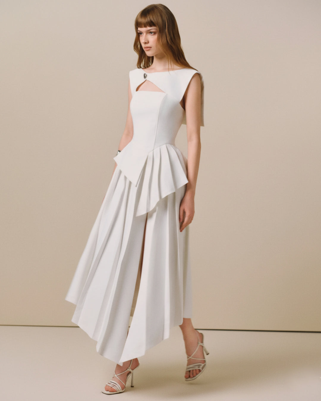 Arista White Midi Dress, Business Lady Dress, business dress women​, business professional dress female