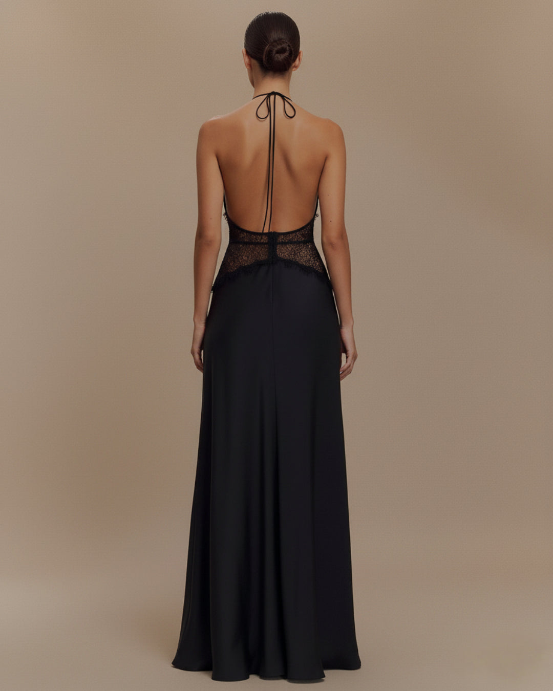 Armelle Black Lace and Satin Maxi Dress, black maxi dress casual, black maxi dress canada, lace maxi dress