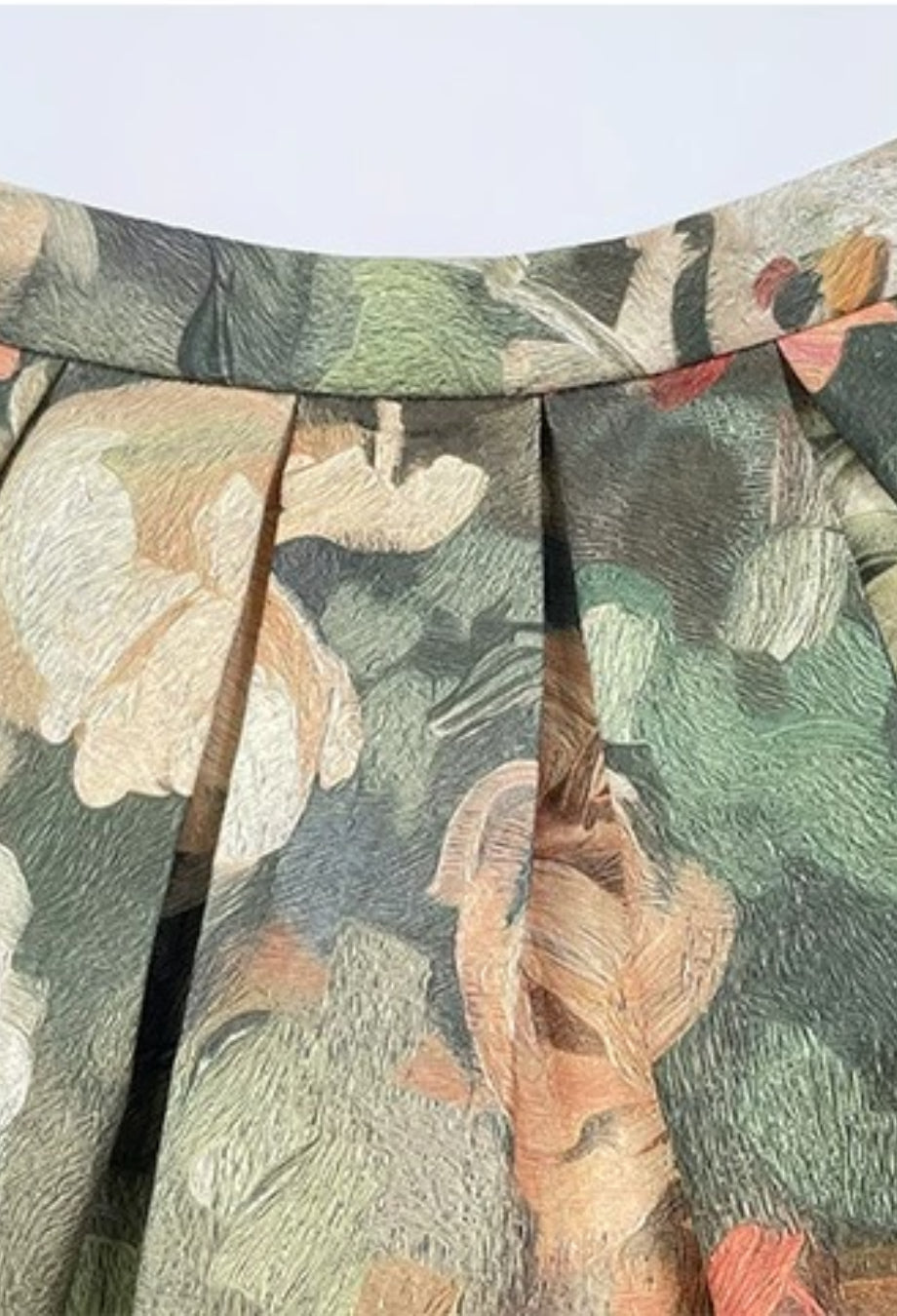 Arwen Green Vintage Floral Midi Skirt, long flared skirt​, fit and flare skirt knee length