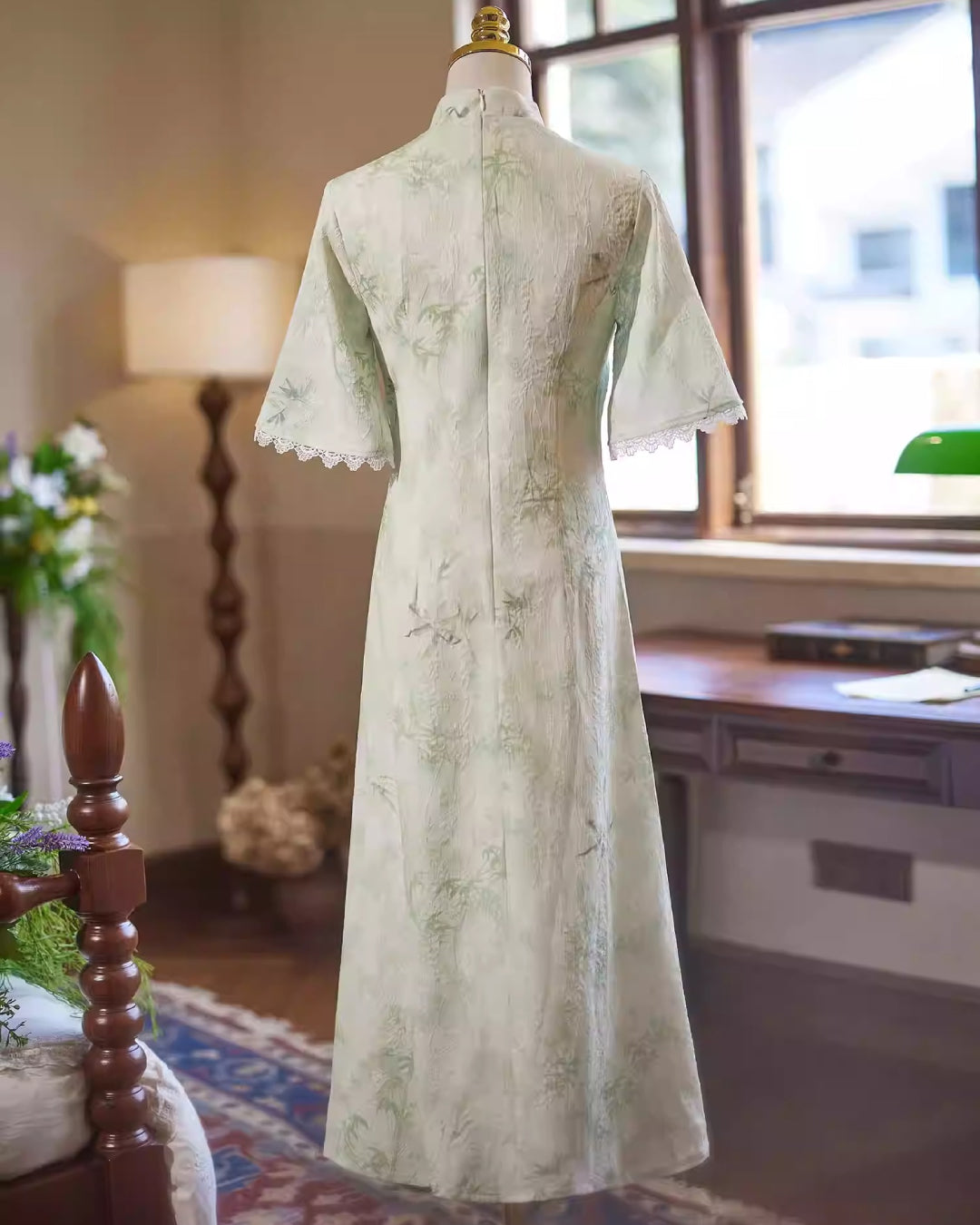Loula Modernized o Di Dress - Beige Vietnamese Dress L Loula Modernized o Di Dress - Beige Vietnamese Dress L